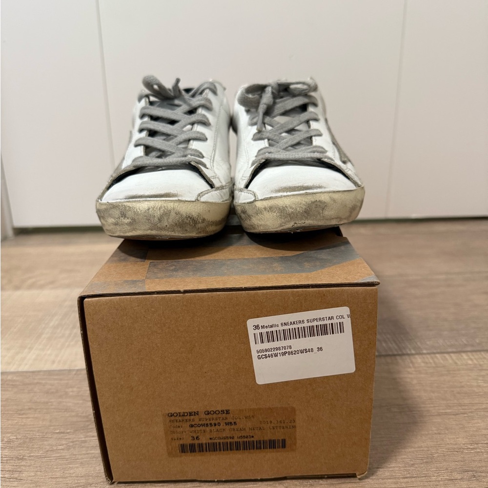 Golden Goose White and Black Star Sneakers - Picture 3 of 7